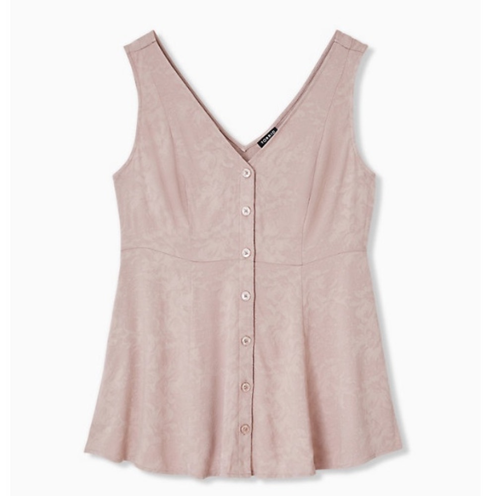 TAUPE JACQUARD BUTTON FRONT FIT & FLARE PEPLUM